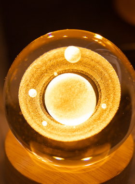 可发光水晶球桌面小夜灯摆件礼物