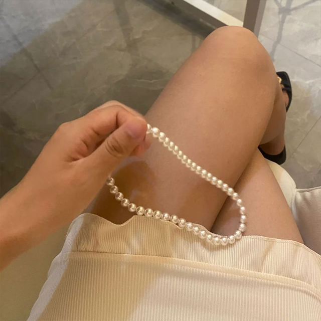 Shijia pearl necklace simple versatile sweater chain for women