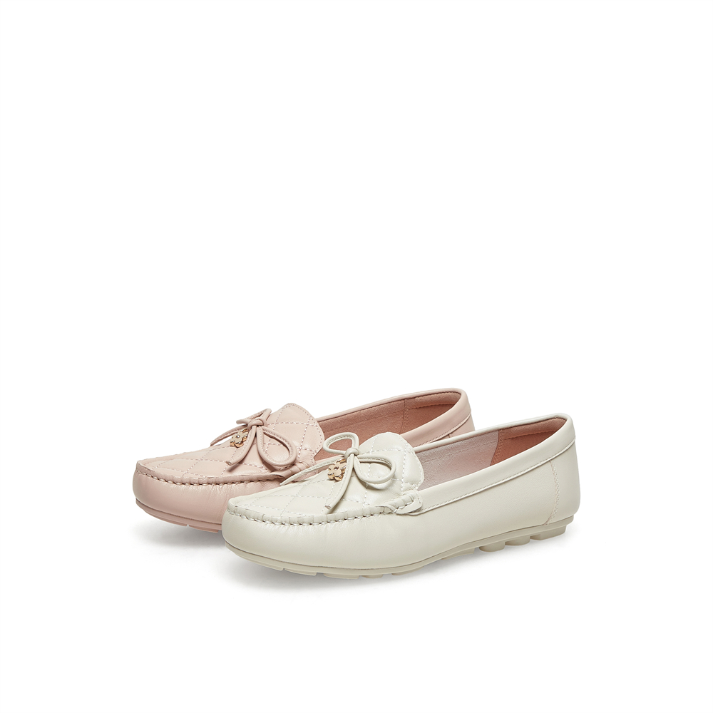 天美意休闲乐福鞋女平底皮豆豆鞋 天美意teenmix乐福鞋（豆豆鞋）