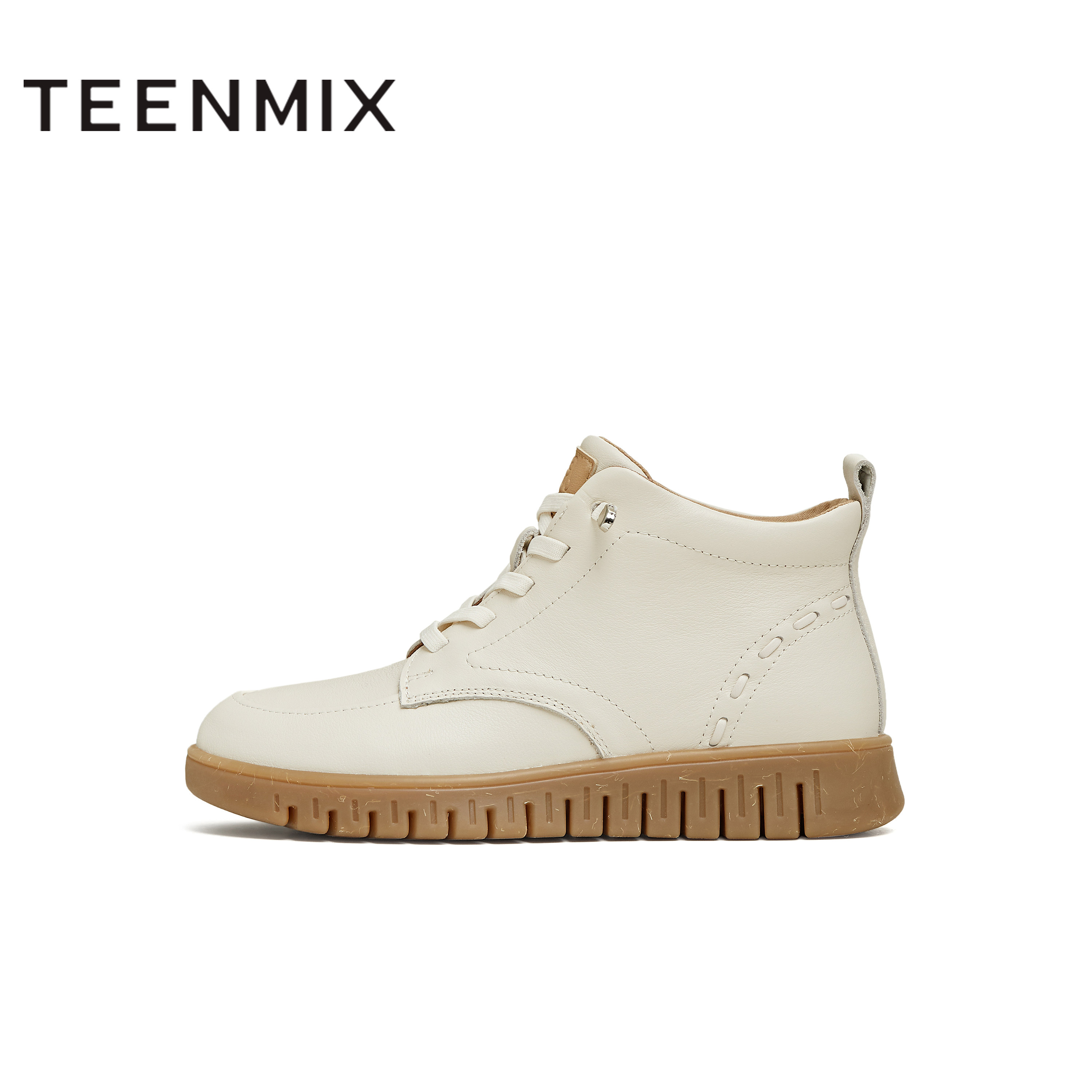 天美意厚底高帮休闲鞋马丁靴女加绒休闲皮短靴2025冬新款CMA43DD5,淘宝优惠券,粉丝福利购,淘宝优惠卷