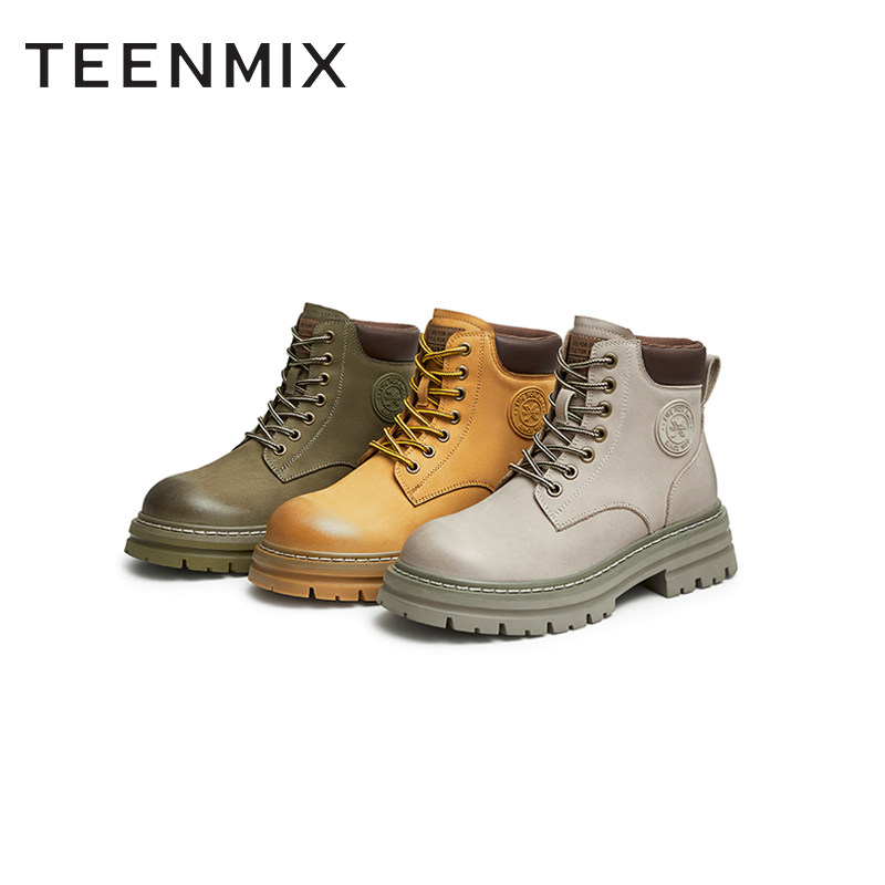 天美意厚底大黄2022冬季新款马丁靴 天美意teenmix马丁靴