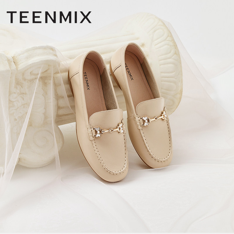 天美意乐福鞋豆豆鞋春秋新款女单鞋 天美意teenmix乐福鞋（豆豆鞋）