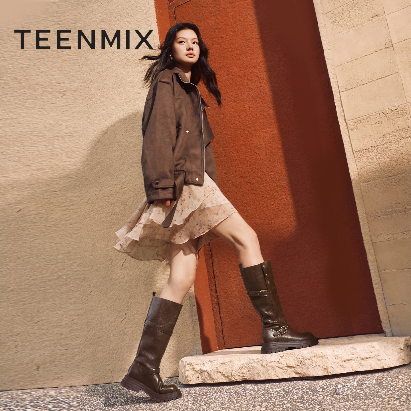 天美意复古厚底骑士靴长靴女鞋子高筒时装靴休闲皮靴2025冬季新款,淘宝优惠券,粉丝福利购,淘宝优惠卷