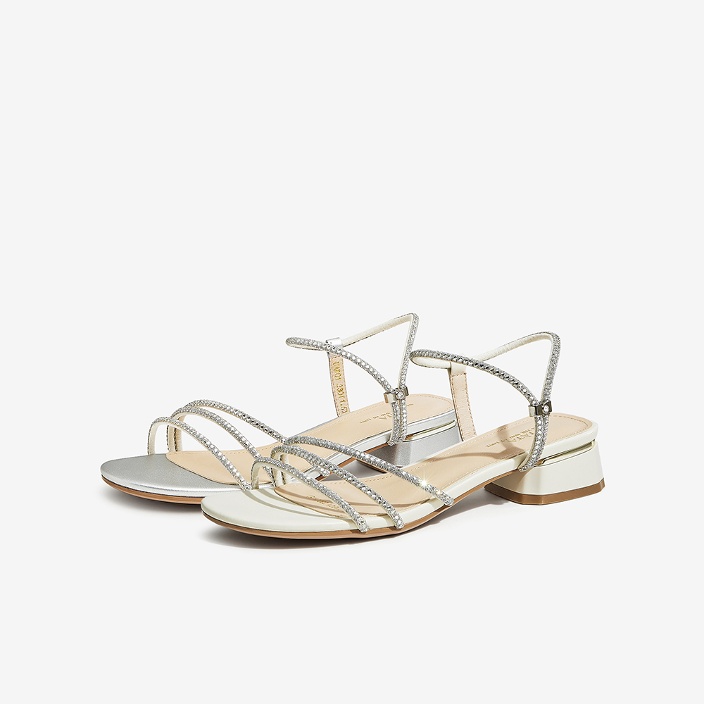 Tata他她百搭简约仙女风凉鞋女方跟时装凉鞋