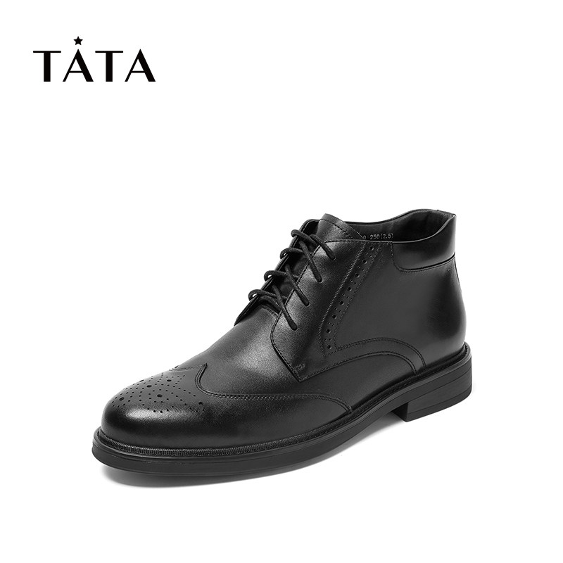 tata /他她2019冬专柜同款雕花短靴 他她Tata时装靴