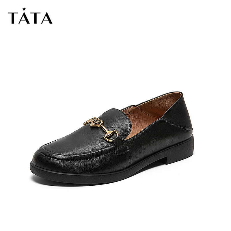 tata乐福鞋女英伦风一脚蹬百搭皮鞋 他她Tata乐福鞋（豆豆鞋）