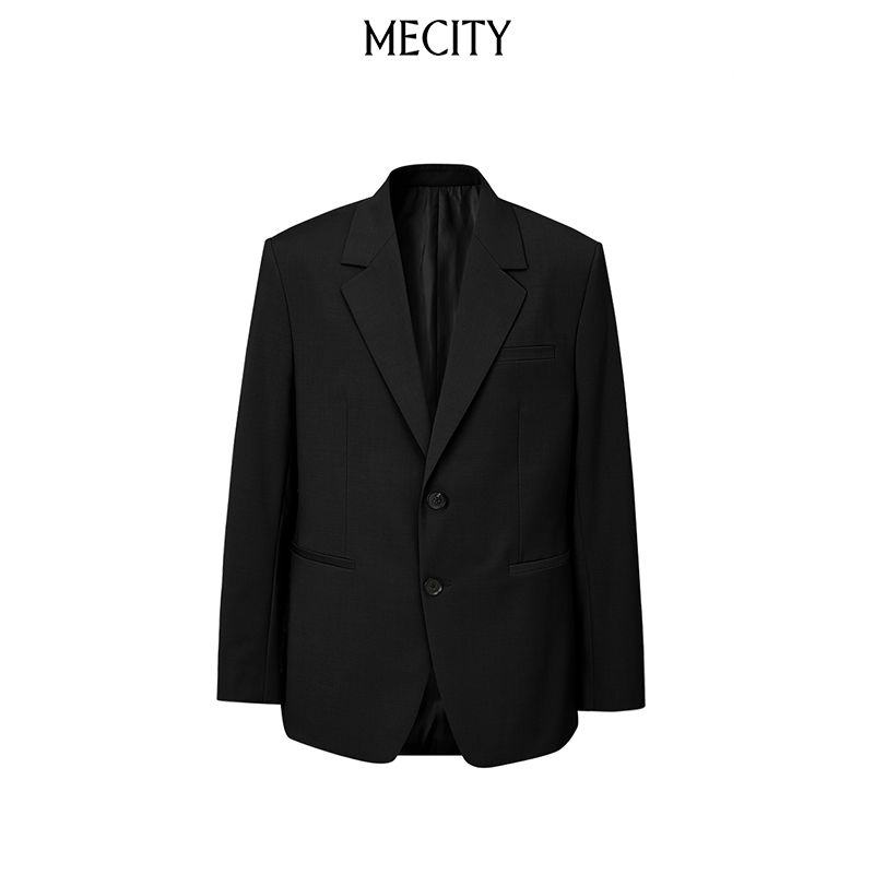 MECITY男士新款时尚简约经典羊毛混纺休闲男士西装外套536491