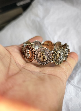 青岛外贸饰品欧美风复古手链镶嵌十字架对色混合潮流时尚百搭手镯