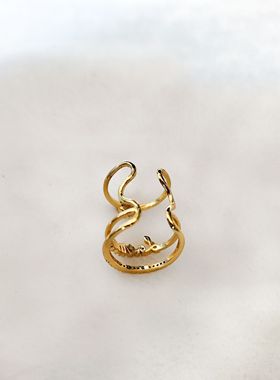 外贸饰品指环潮流时尚高档镶嵌锆石精致黄铜镀真金爱心字母戒指