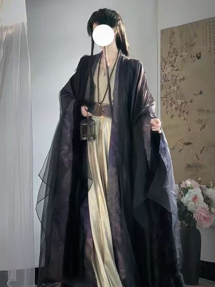 【北辰】新款魏晋制改良鎏金绝美汉服渐变民族风长袍织金套装cos