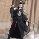 Original Tang style round neck robe with black embroidery