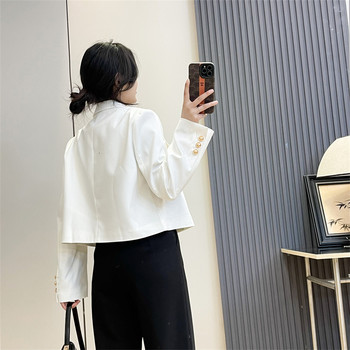 Huiyige Spring Women's Long Sleeve Short Suit Jacket Suit Collar Jacket Korean Style Casual Commuting Professional Suit Top