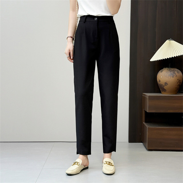 Huiyi Pavilion summer women's high waist nine-point pants high waist small feet pants Korean style slim elastic cigarette pants suit pants