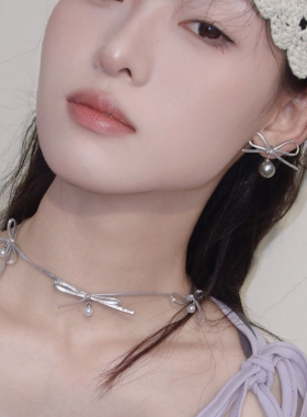 银色千禧机能风小众气质项链耳钉