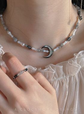 原创设计黑蝶贝月亮天然石手链女