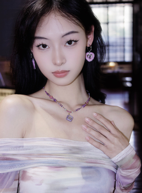 紫色系捷克水晶手作串珠项链女