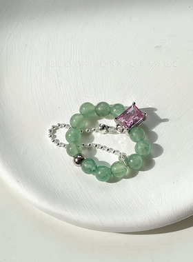 新中式手作串珠戒指弹力天然石女