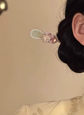 「桃花扇」超仙粉色花朵发簪新中式头饰簪子精致盘发古风发饰簪子