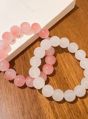 小红书同款渐变冰透手串12mm双色绕指柔盘玩手链学生闺蜜手持念珠