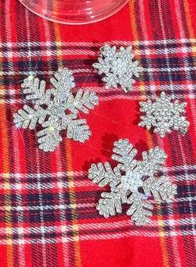 蜜桃银色圣诞冬季新年头饰雪花发夹边夹闪闪细钻发卡过年发饰侧边
