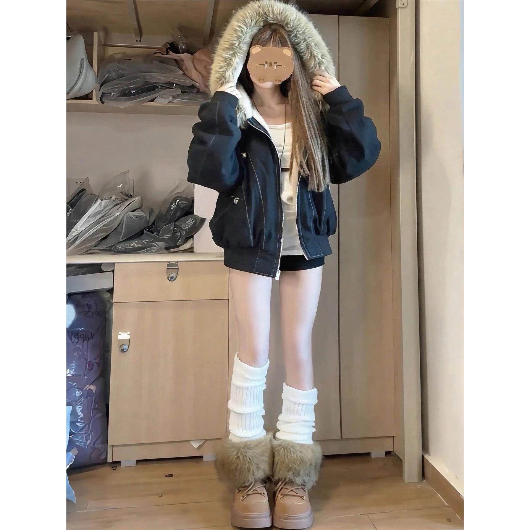 座山雕加绒棉服女2025新款美式覆古派克棉衣大毛领连帽加厚外套潮,淘宝优惠券,粉丝福利购,淘宝优惠卷