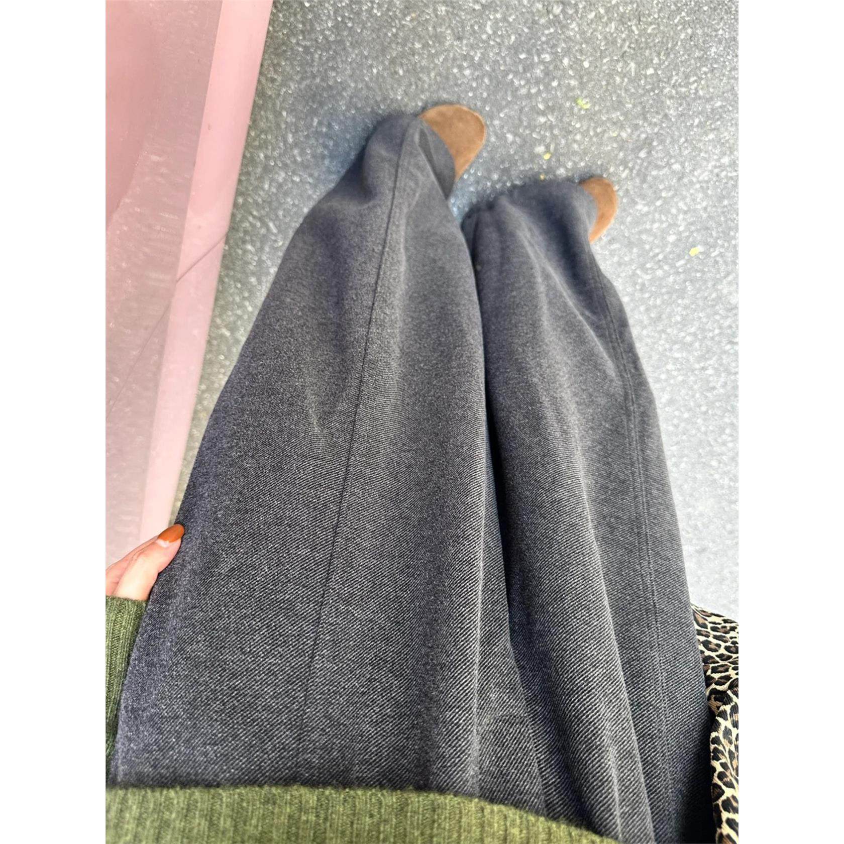 灰色直筒加绒毛呢裤大码女装秋冬胖妹妹宽松显瘦阔腿弯刀休闲裤子,淘宝优惠券,粉丝福利购,淘宝优惠卷
