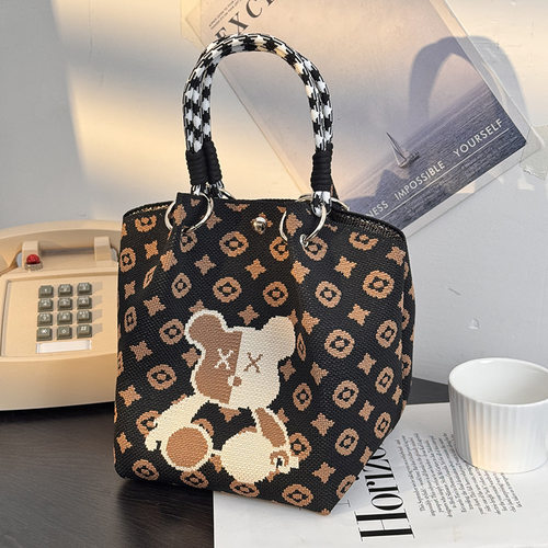 2025韩版新款ins绳结手提包春秋水桶包出游百搭小众大容量手拎包 - 图3