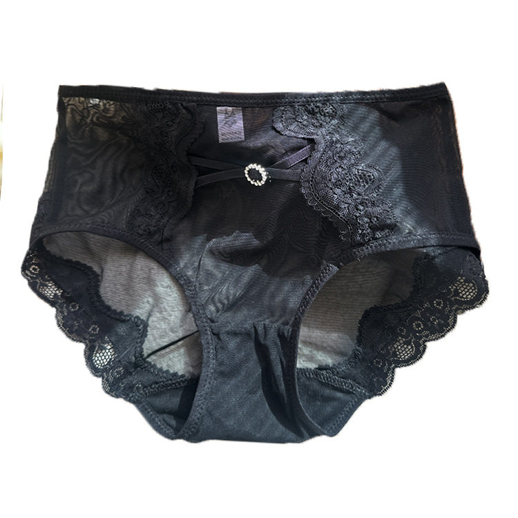 轻熟猫女·纯欲性感蕾丝交叉带透气网纱中高腰内裤女士透肉短裤,淘宝优惠券,粉丝福利购,淘宝优惠卷
