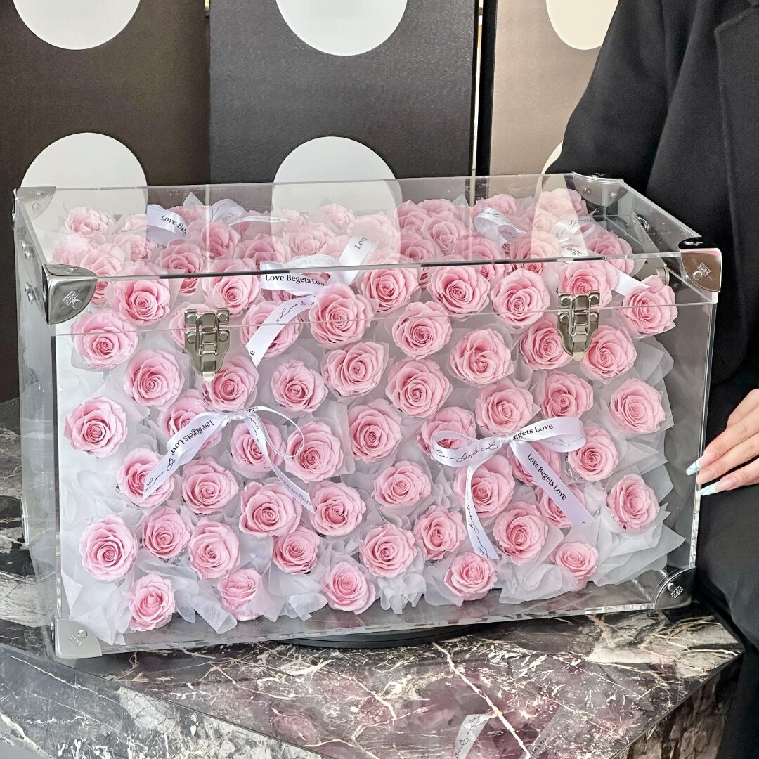 毕业季告白情人节告白礼物永生花手提行李箱超大号送女友闺蜜生日