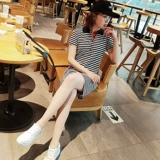 Летняя длинная юбка для отдыха, платье, платье-футболка, средней длины, короткий рукав, большой размер, по фигуре, воротник поло