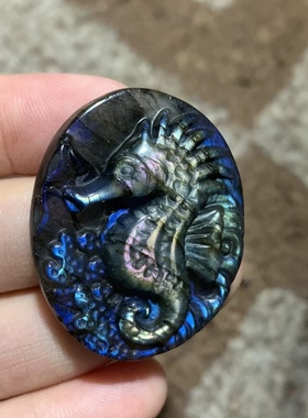 海马吊坠拉长石海底世界饰品水晶