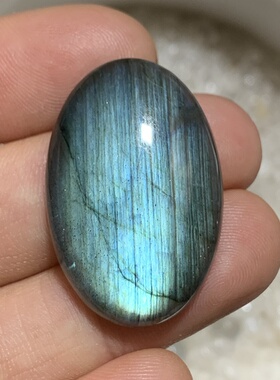 拉长石吊坠裸石30*20椭圆多彩灰月光各种编绳绕绕饰品设计diy