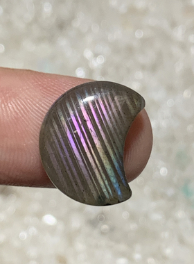 拉长石吊坠月亮15裸石蓝光彩虹光镶嵌绕线小滴编绳手工diy灰月光