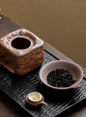 中式复古风粗陶莲蓬方形烤茶炉蜡烛加热煮茶炒茶高雅茶道茶具配件