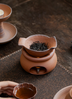 复古粗陶老岩泥蜡烛烤茶器烤茶盘家用茶叶咖啡杯提香器小号焙茶器