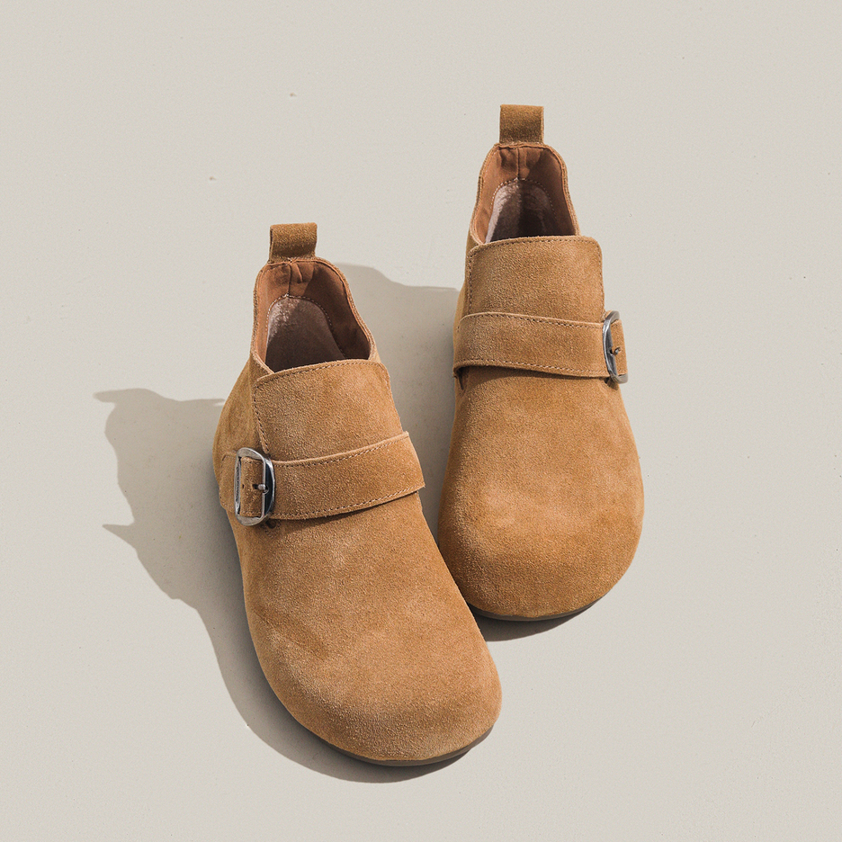 磨砂牛皮勃肯鞋2025年秋冬新款时尚复古单靴女厚底休闲短筒短靴子,淘宝优惠券,粉丝福利购,淘宝优惠卷