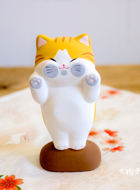 日本陶土卖萌猫车载送礼物摆件