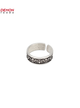 鸢尾花镀银复古小众设计戒指