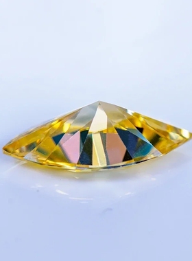 莫桑马眼形橄榄形柠檬黄裸石过钻笔带证书VVS1 K金饰品补钻配石