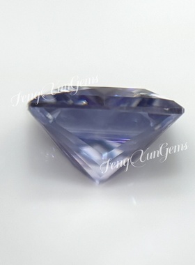 变蓝色公主方莫桑钻裸石正品 过钻笔有腰码 18K首饰主石镶嵌