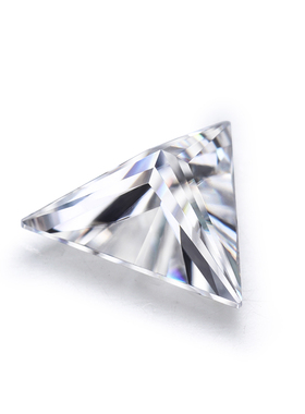 极白超闪莫桑裸钻直三角彩色D色K金首饰镶嵌主石过钻笔有腰码证书