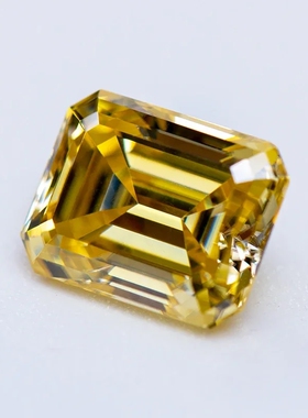 柠檬黄祖母绿切割莫桑石裸钻moissanite100%正品带腰码首饰补钻石