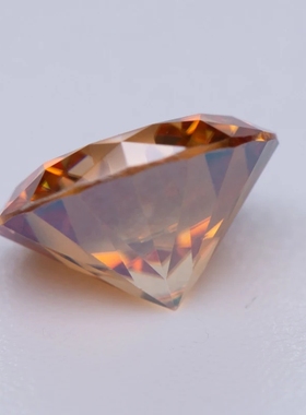 橘红色圆形莫桑石裸钻VVS1八心八箭裸石过钻笔 戒指首饰镶嵌配石