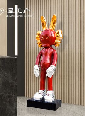 暴力熊卡通公仔兔玻璃钢雕塑客厅电视柜软装样板房酒店装饰摆件