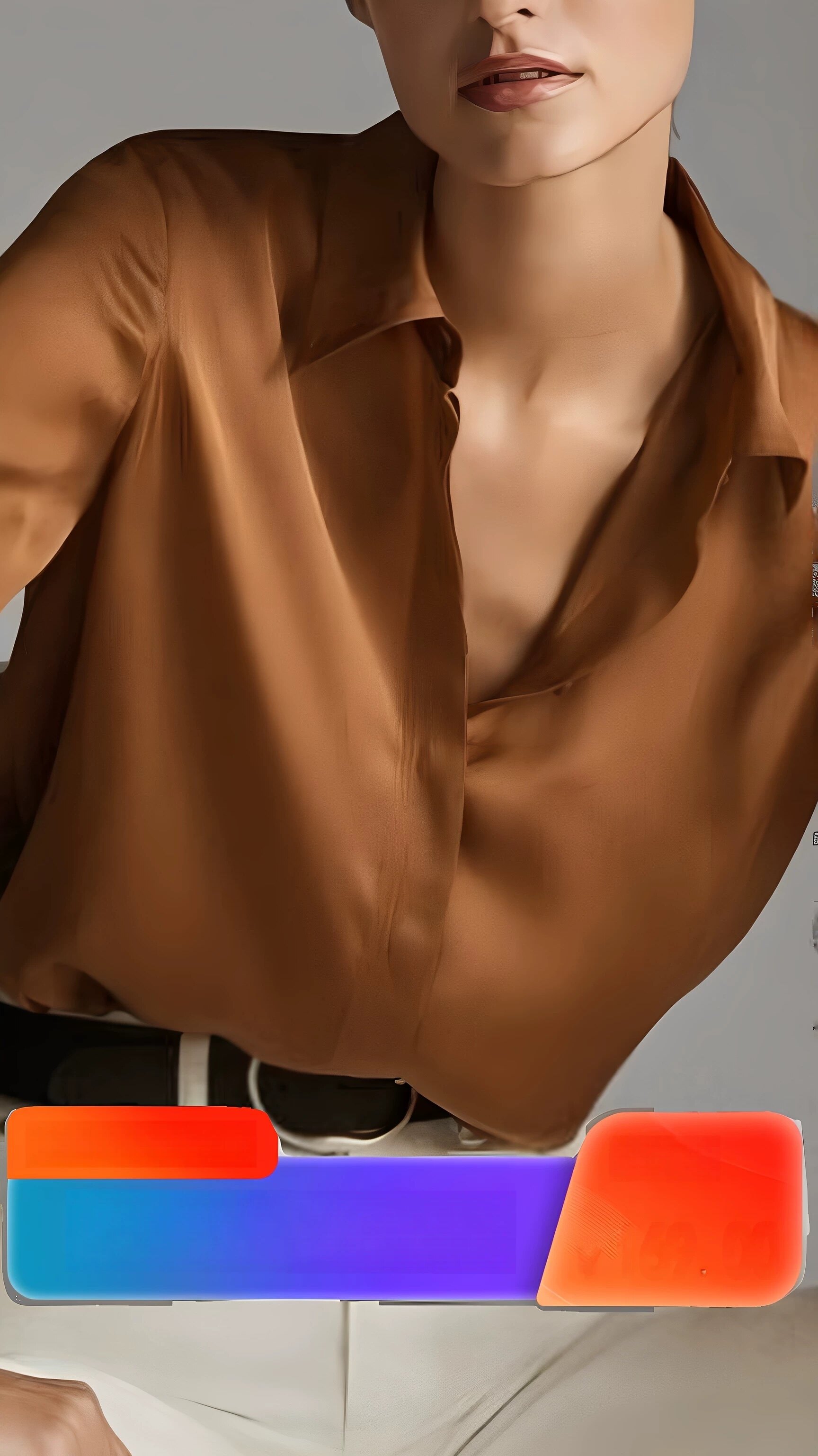 热销爆款桑蚕丝衬衫焦糖色明线设计飘逸真丝衬衫中性纯色长袖辣妹