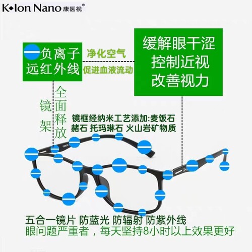 KlonNano康医视五合一康立负离子防蓝光防辐射抗疲劳时尚保健眼镜 - 图2