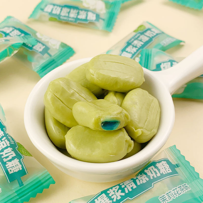 薄荷奶糖爆浆夹心清凉口气软糖喜糖散装夹心茶味浓郁糖果休闲零食 - 图2