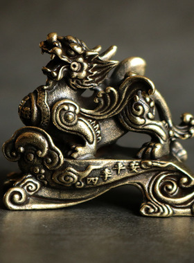 实心纯黄铜办公桌面一对貔貅小摆件古铜茶宠饰品工艺品礼品手把件