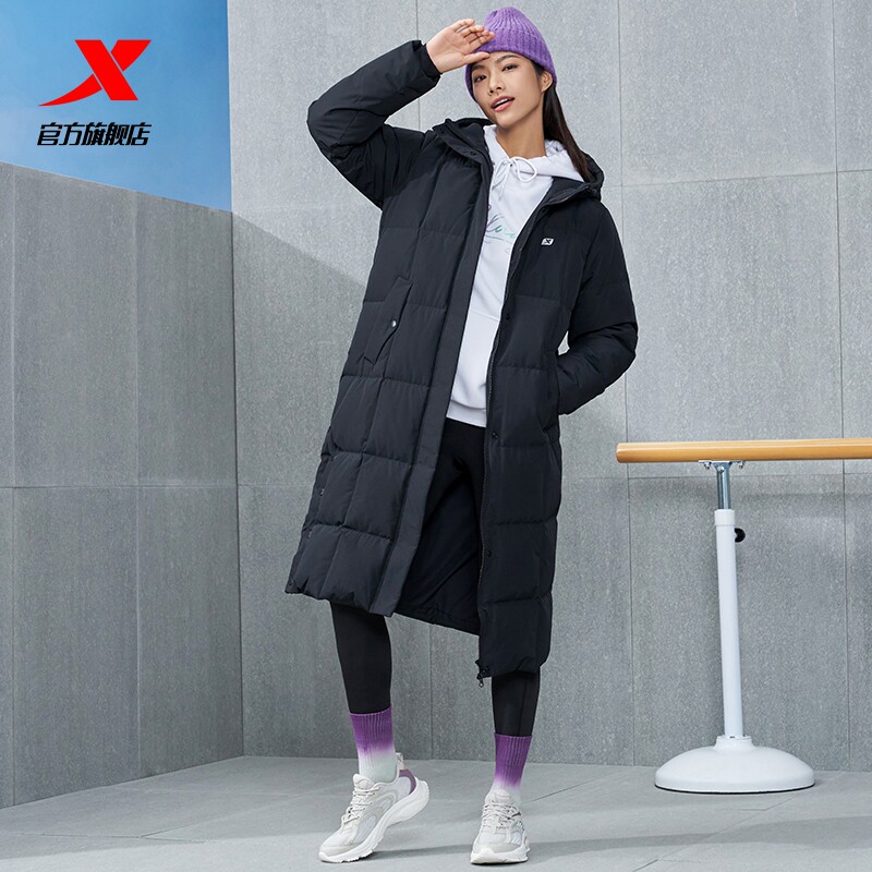 特步防水中长2022冬季新款羽绒服 特步运动羽绒服