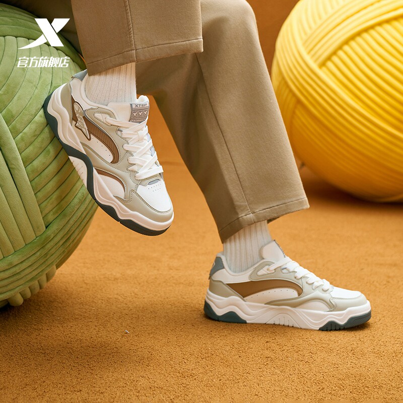 特步锯齿鞋情侣板鞋冬季新款革面保暖男鞋休闲鞋运动女鞋厚底增高,淘宝优惠券,粉丝福利购,淘宝优惠卷